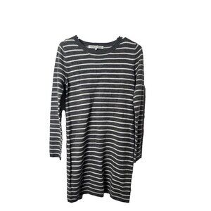 Cupcakes and Cashmere Sweater Dress M Gray Striped Casual Stretch Normcore Comfy
